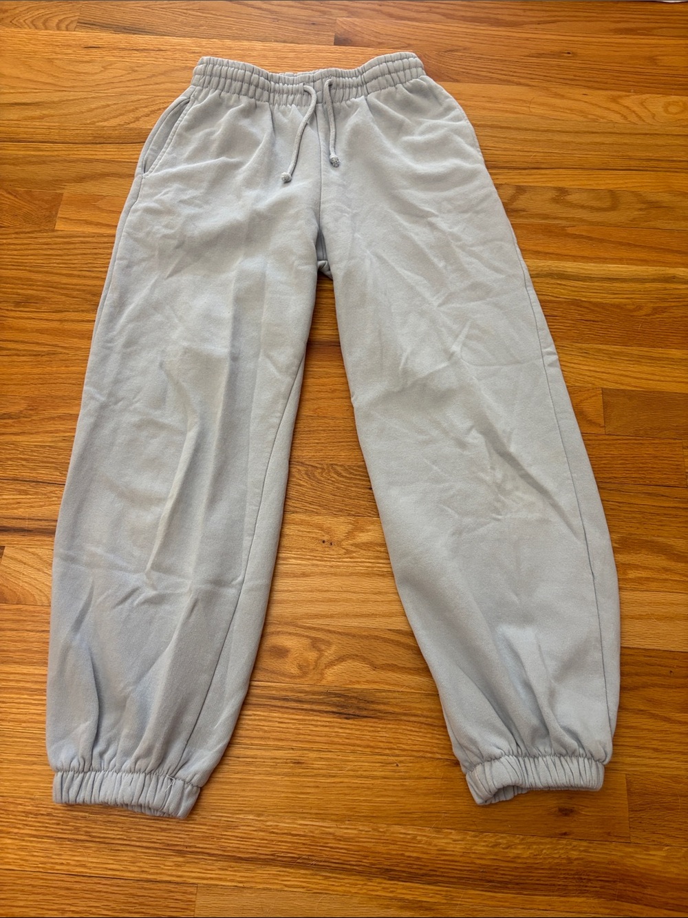 Light blue Drawstring Sweatpants - Casual Elastic Cuff Bottoms